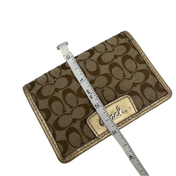 COACH Signature Gold and Brown Card Case Wallet - Picture 8 of 8
